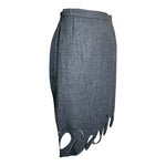 Moschino Couture 1990's Grey "Secret Desire" Skirt Suit, skirt slight side