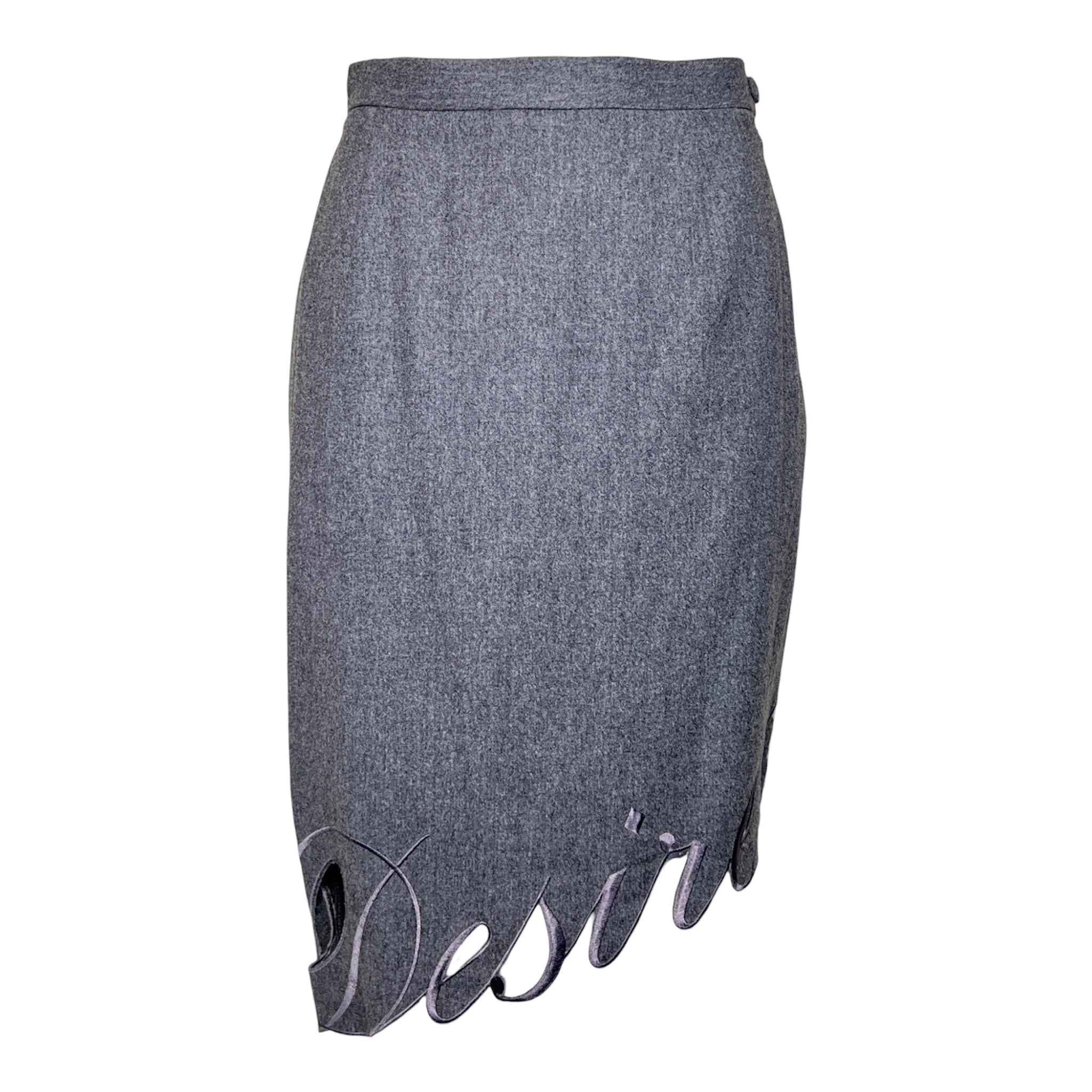 Moschino Couture 1990's Grey "Secret Desire" Skirt Suit, skirt