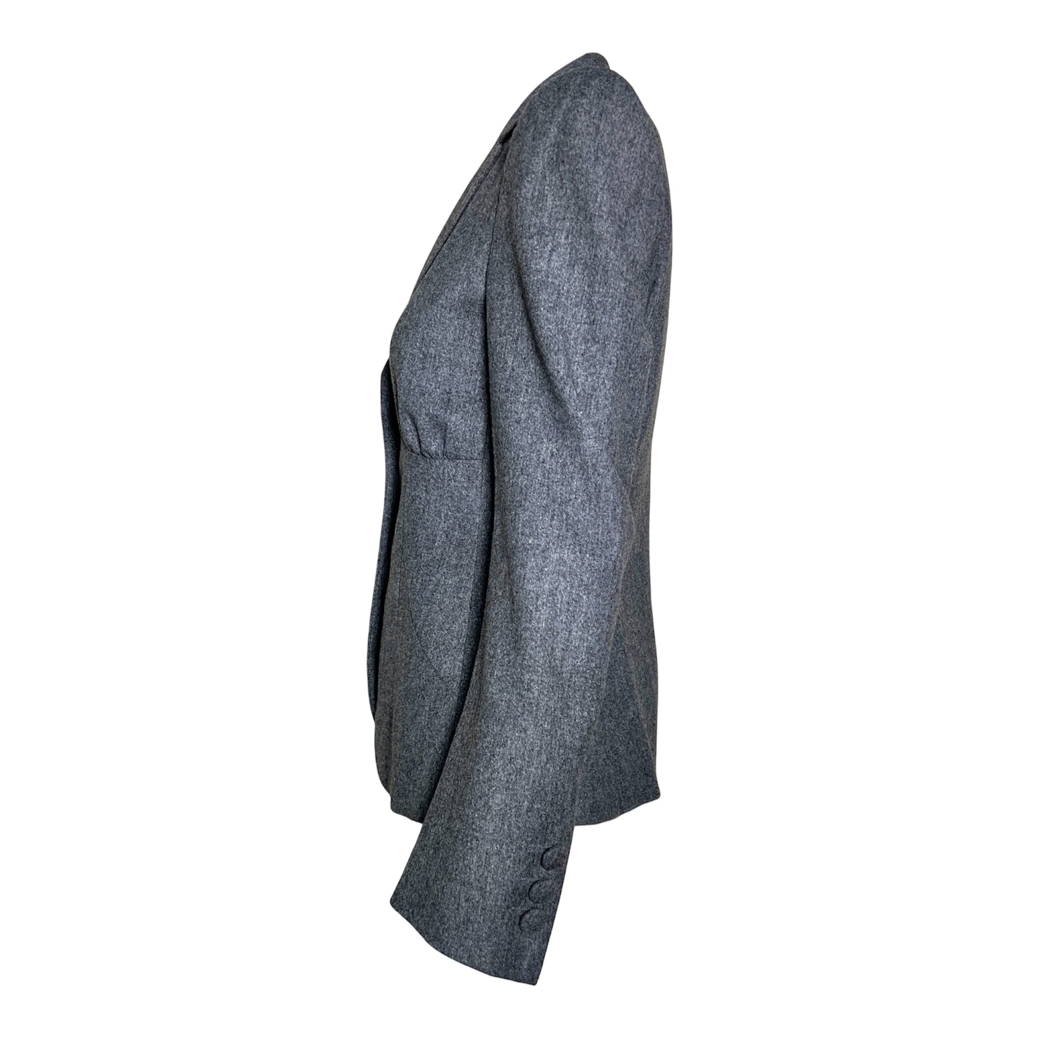 Moschino Couture 1990's Grey "Secret Desire" Skirt Suit, jacket side 2