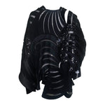 Junya Watanabe Comme des Garcons 2014 Black Sequined Wool and Mesh Patchwork Jacket, back