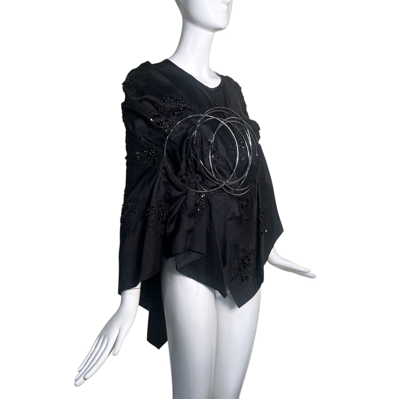Junya Watanabe Comme des Garçons F/W 1999 Black Tunic with Chrome Rings, slight side 2