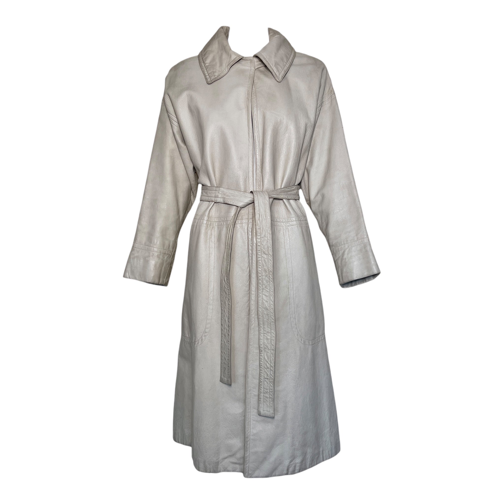 Bonnie Cashin for Sills Spring 1968 Beige Leather Belted Coat