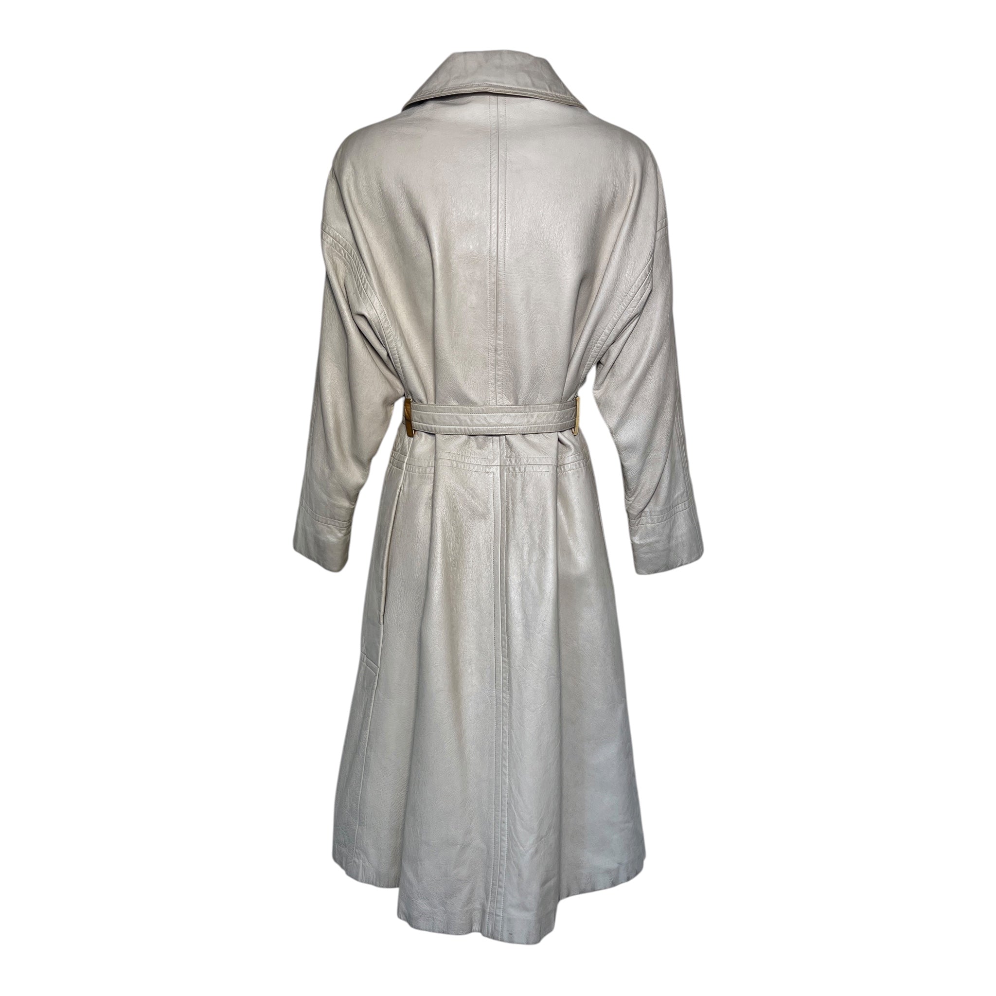 Bonnie Cashin for Sills Spring 1968 Beige Leather Belted Coat, back