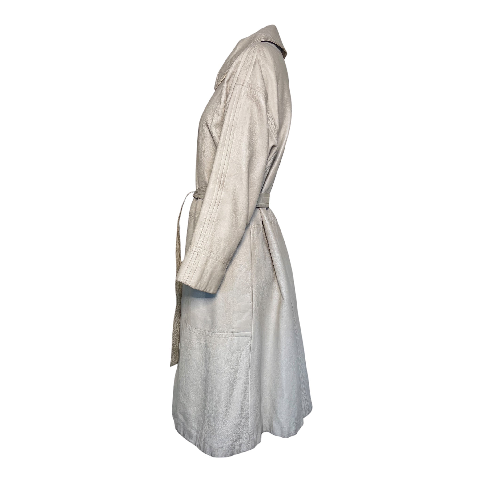 Bonnie Cashin for Sills Spring 1968 Beige Leather Belted Coat, side 2