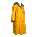 Bonnie Cashin for Sills 1960's Ochre Suede Coat with Grey Shearling Lining, slight side