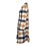  Bonnie Cashin for Sills Spring 1968 Cream, Tan, and Navy Plaid Tweed Coat LEFT SIDE