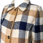  Bonnie Cashin for Sills Spring 1968 Cream, Tan, and Navy Plaid Tweed Coa DETAIL