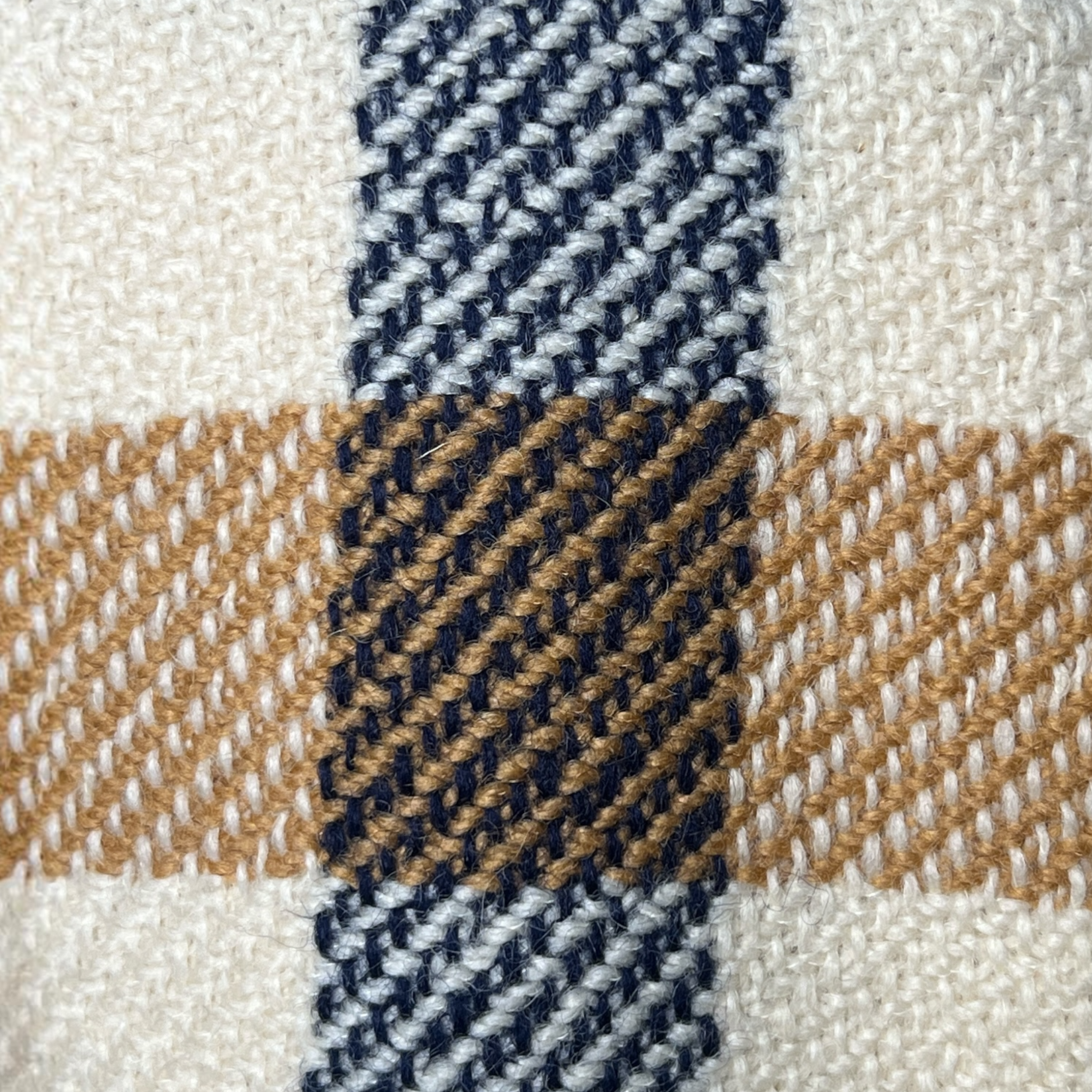 Bonnie Cashin for Sills Spring 1968 Cream, Tan, and Navy Check Wool Tweed Coat DETAIL