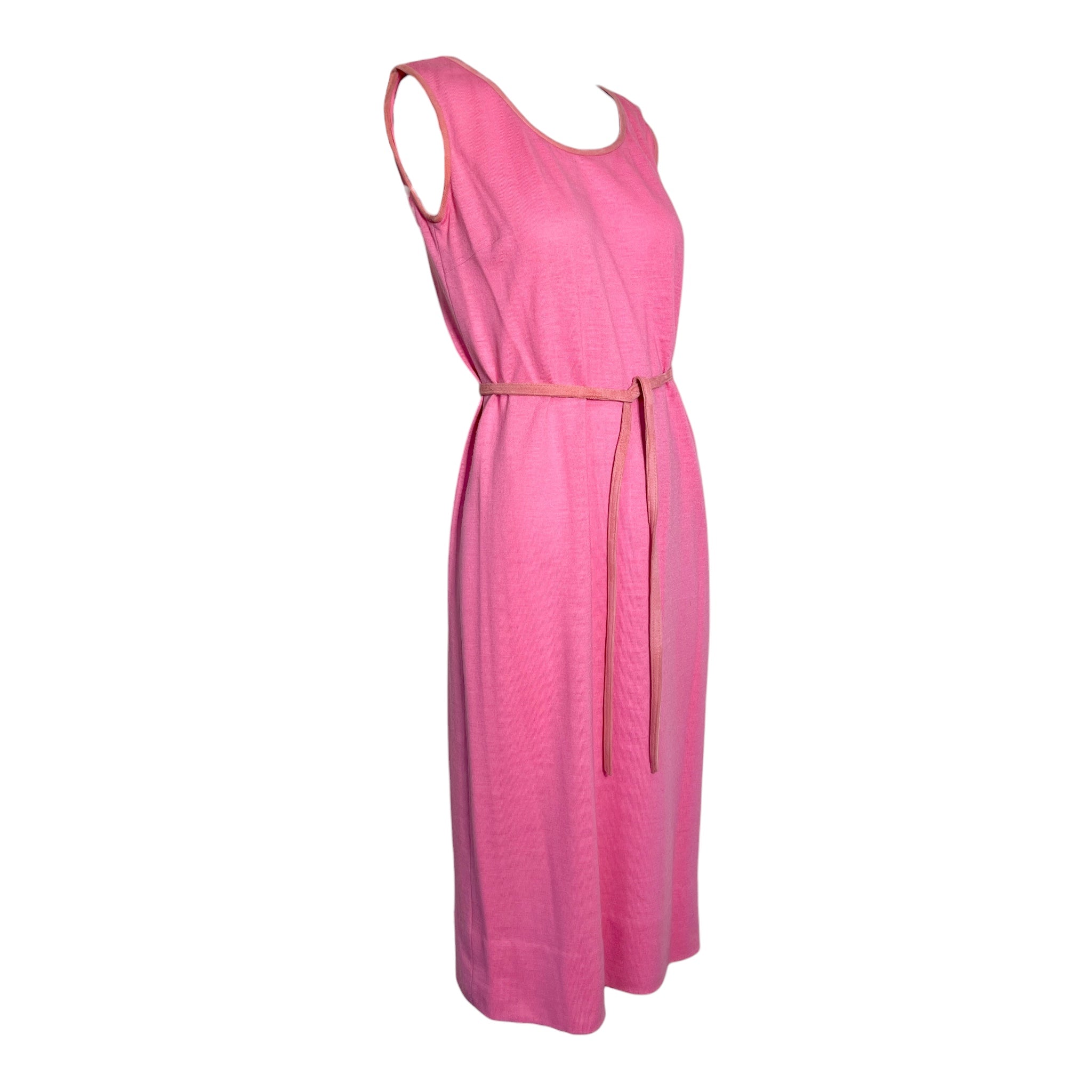 Bonnie Cashin for Sills 1966 Knit Jersey Grey Jacket and Pink Dress Ensemble, dress side