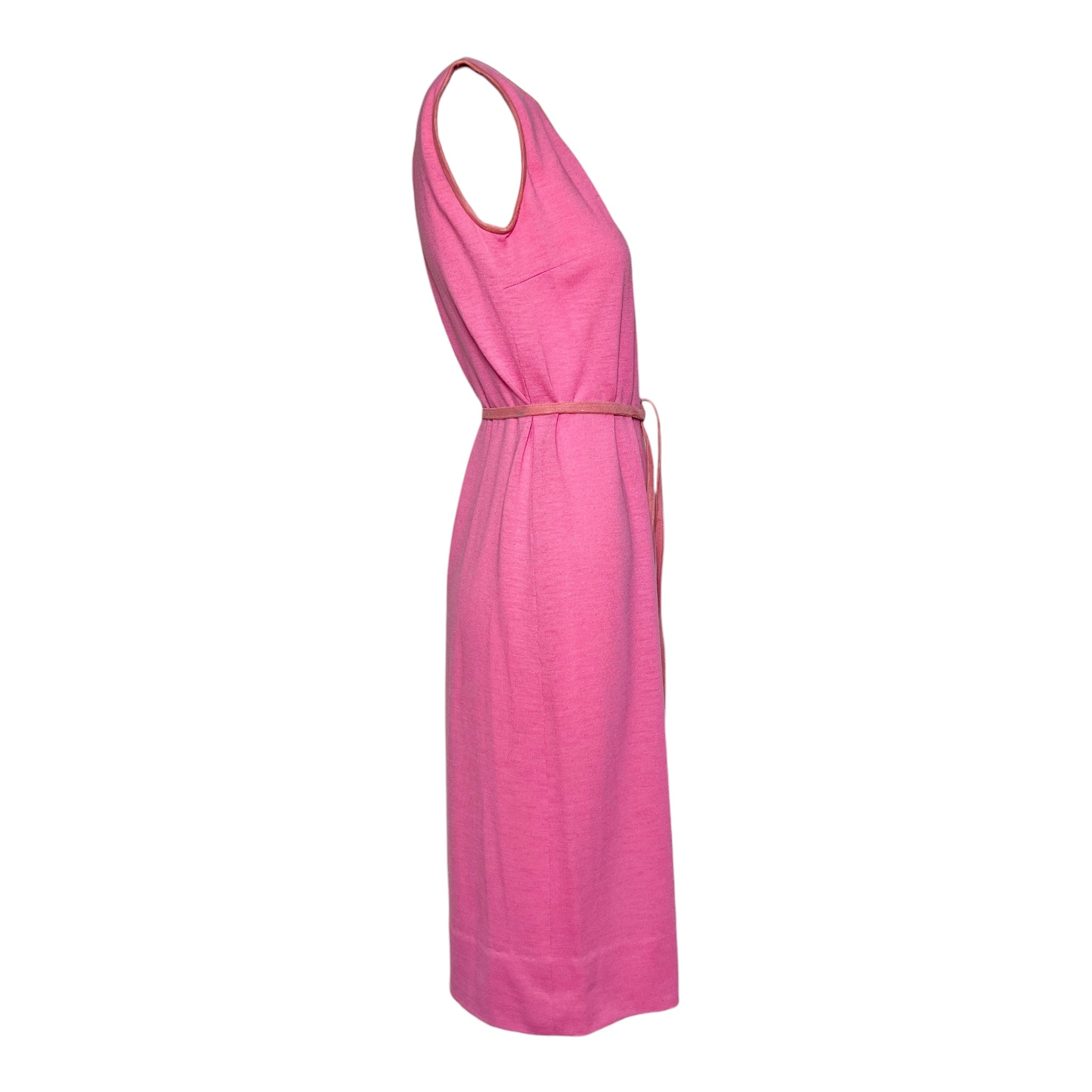 Bonnie Cashin for Sills 1966 Knit Jersey Grey Jacket and Pink Dress Ensemble, dress side