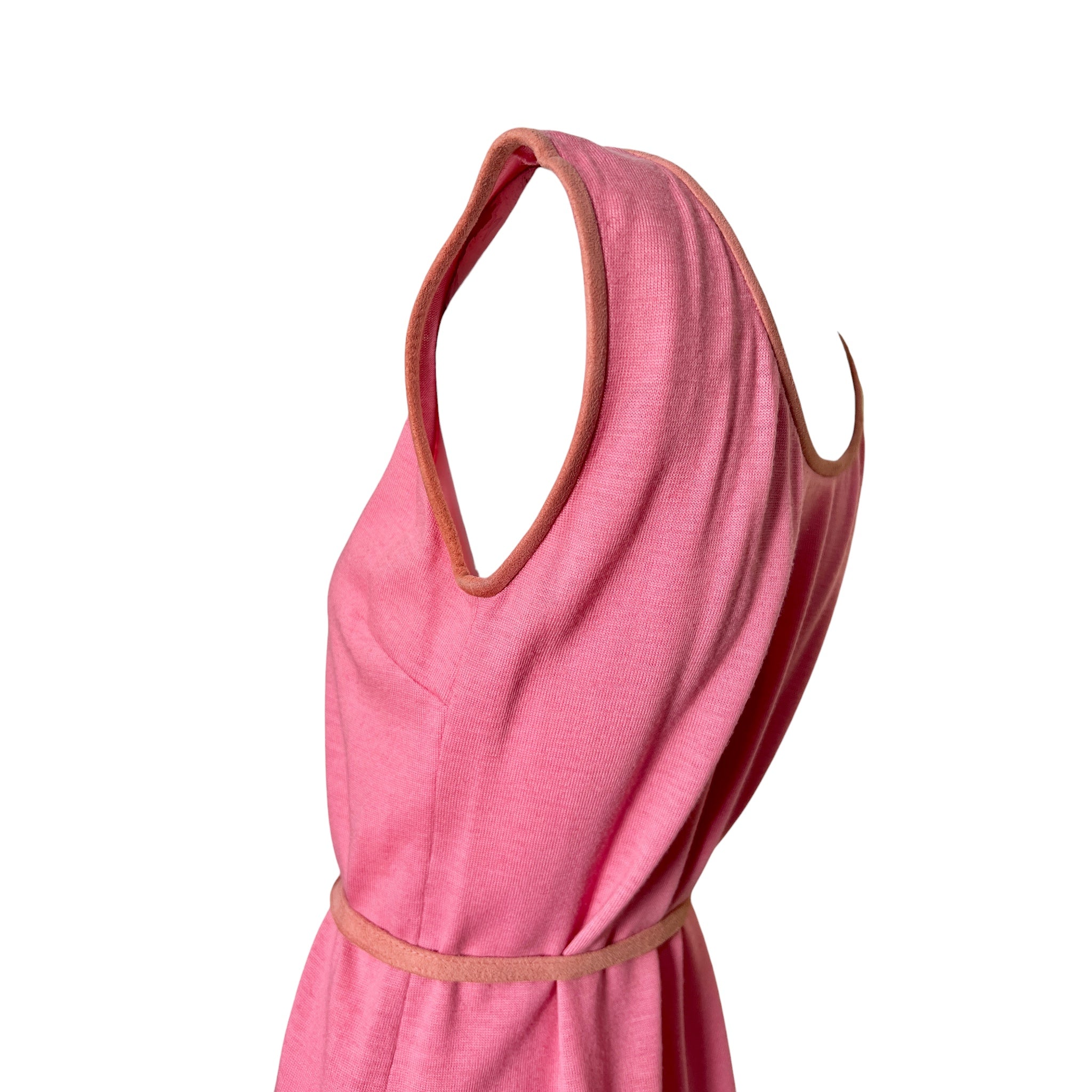 Bonnie Cashin for Sills 1966 Knit Jersey Grey Jacket and Pink Dress Ensemble, dress top side