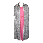 Bonnie Cashin for Sills 1966 Knit Jersey Grey Jacket and Pink Dress Ensemble