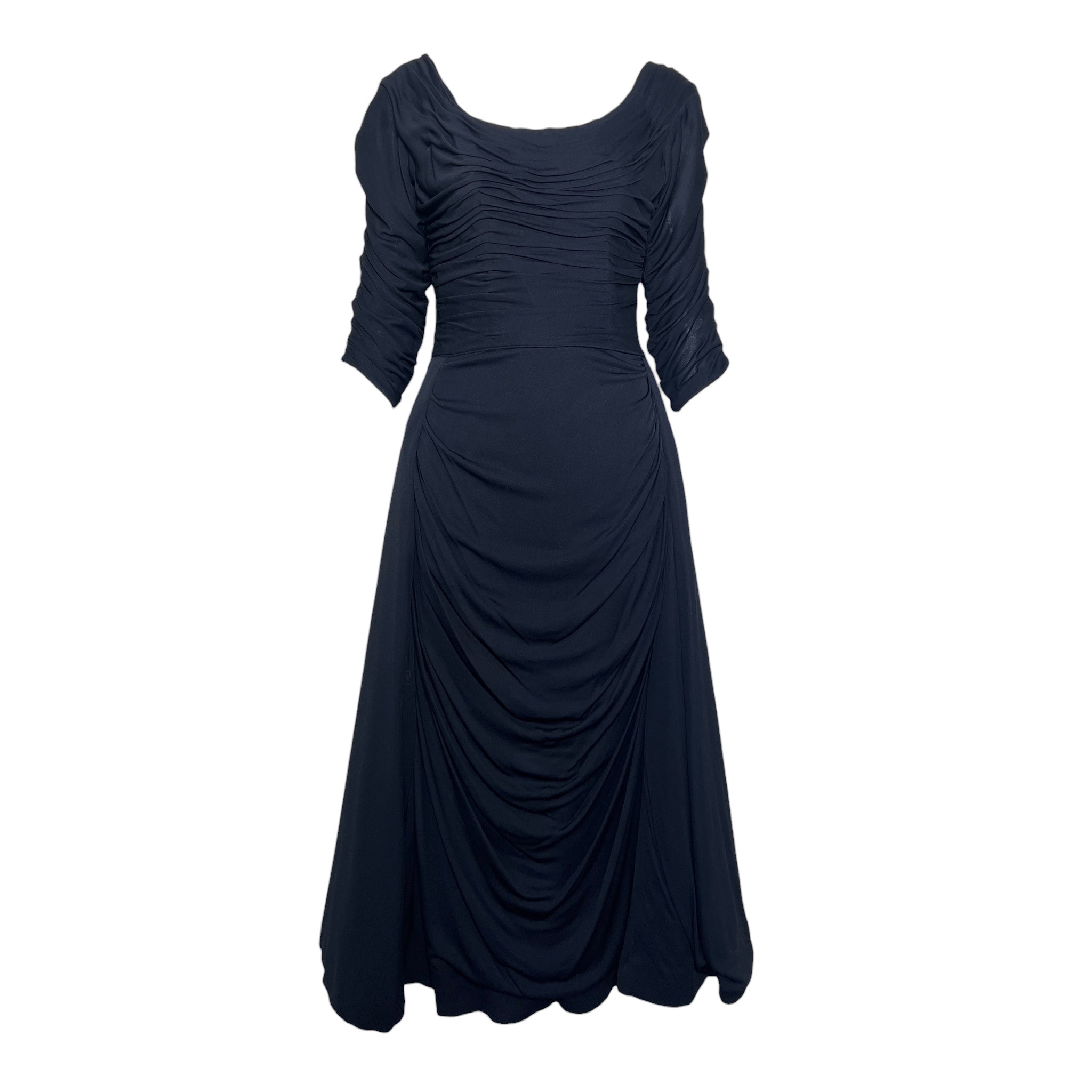 Ceil Chapman 1953 Black Shirred Sleeved Evening Dress, Vogue Documented
