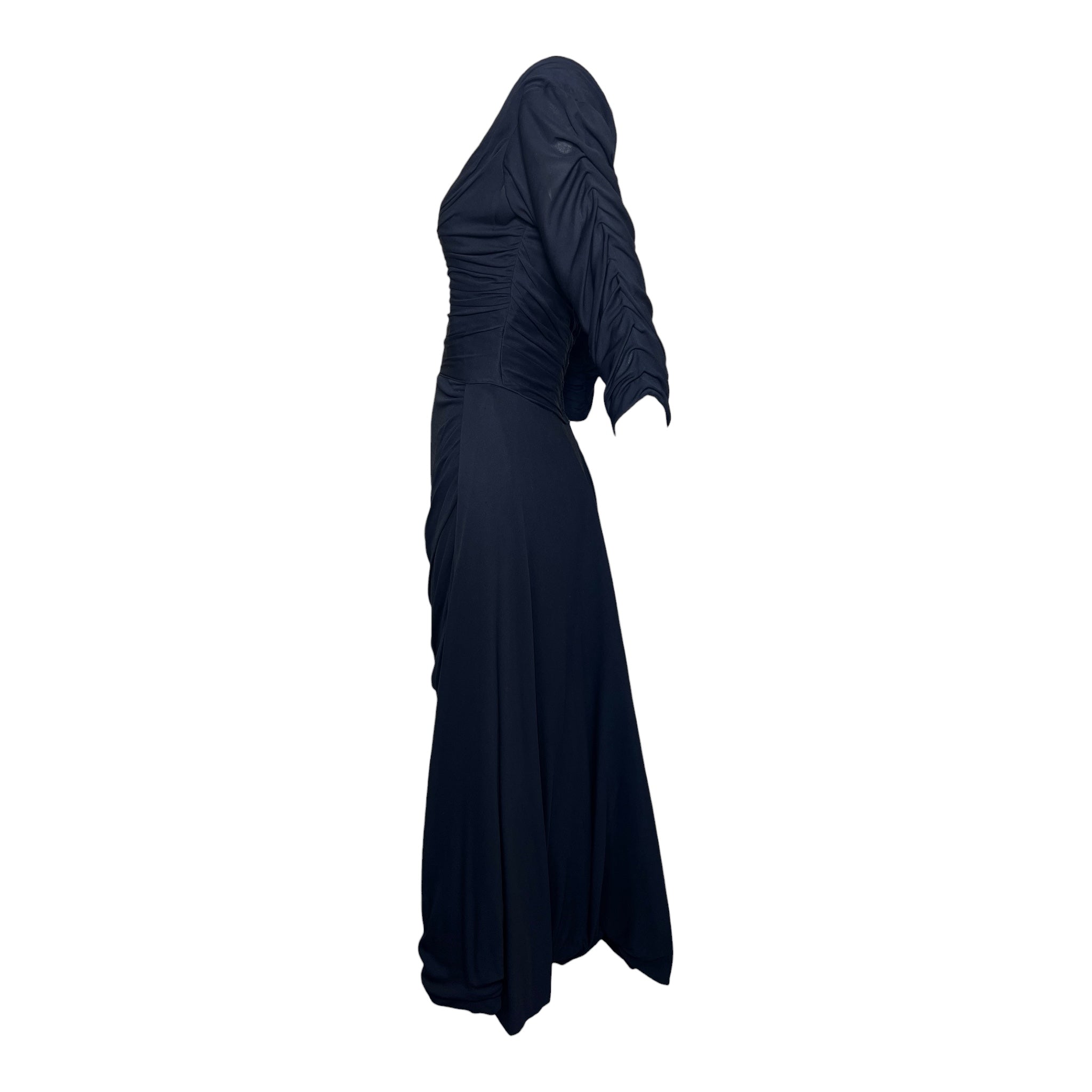 Ceil Chapman 1953 Black Shirred Sleeved Evening Dress, Vogue Documented, side 2