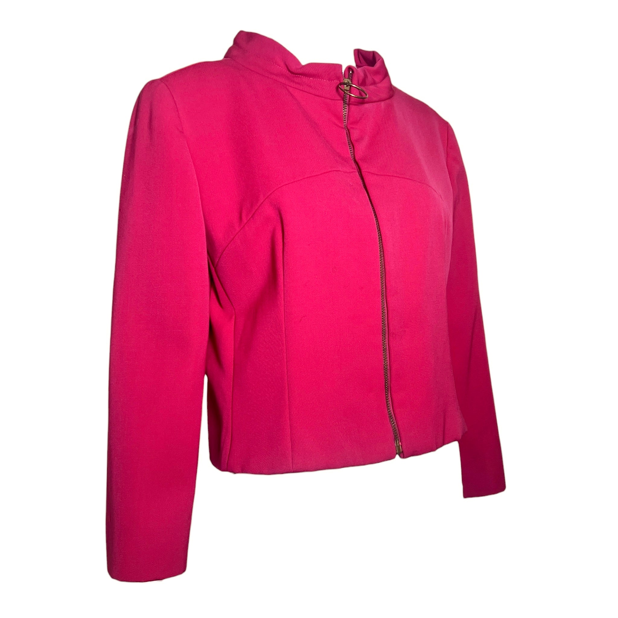 Emilio Pucci 1965 Hot Pink Braniff Stewardess Skirt Suit Uniform, jacket slight side
