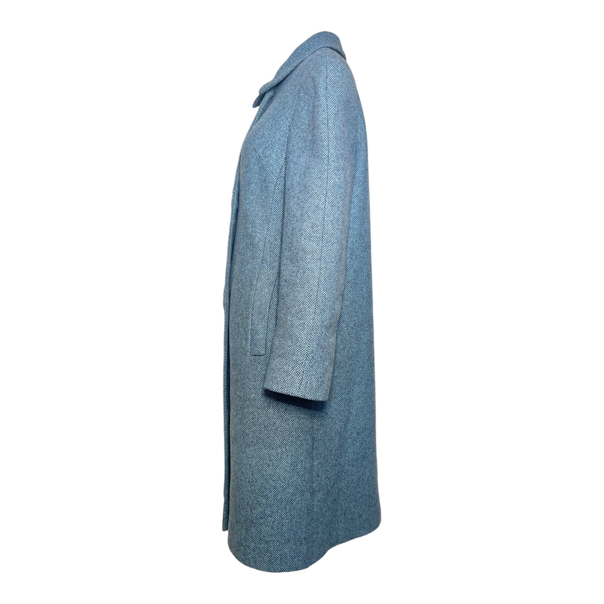 Balmain 1965 TWA Heather Blue Pebble Tweed Flight Attendant Coat, side 2