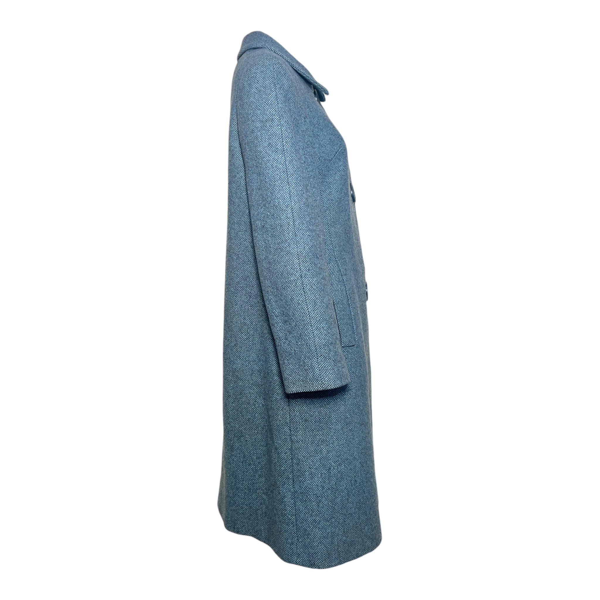 Balmain 1965 TWA Heather Blue Pebble Tweed Flight Attendant Coat, side