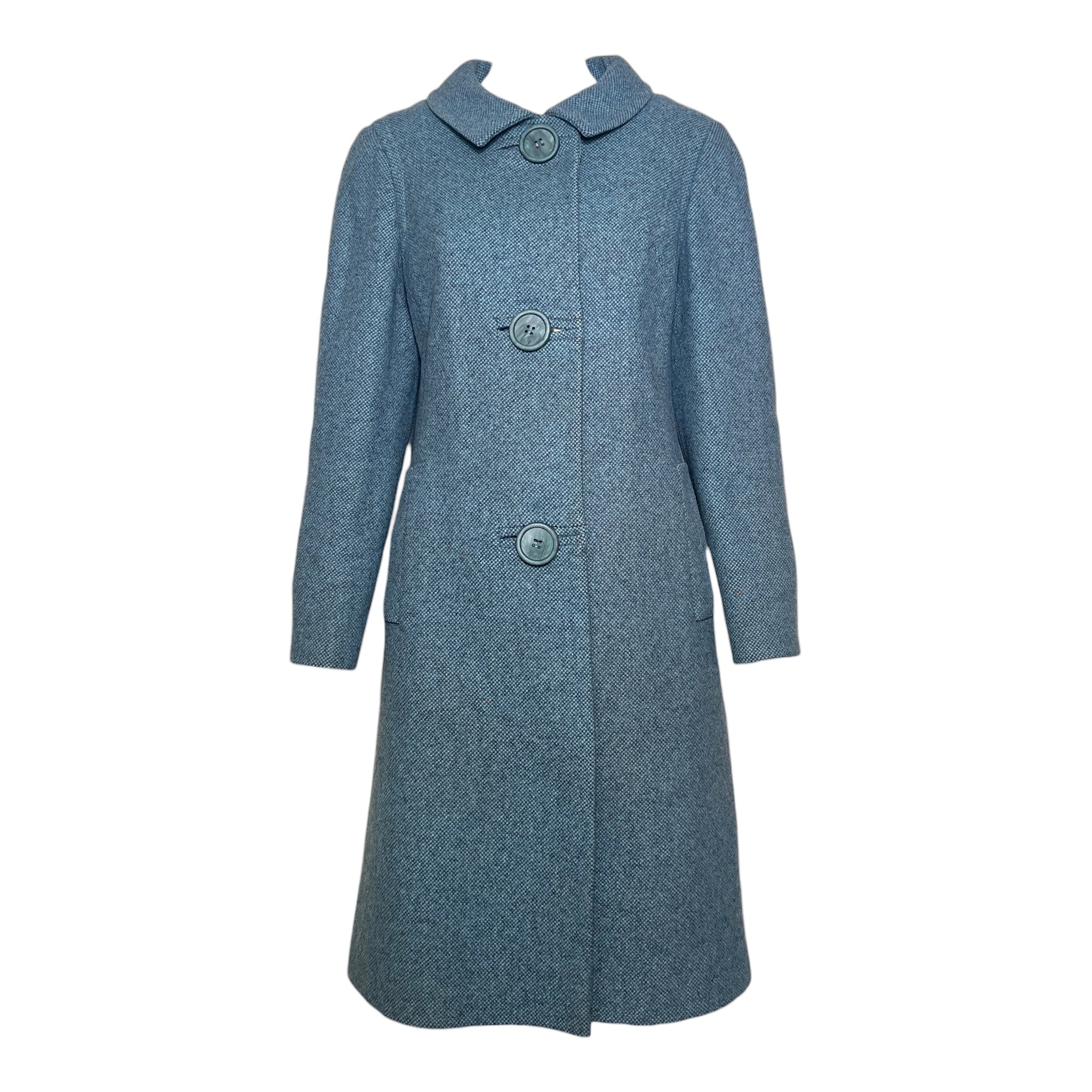 Balmain 1965 TWA Heather Blue Pebble Tweed Flight Attendant Coat