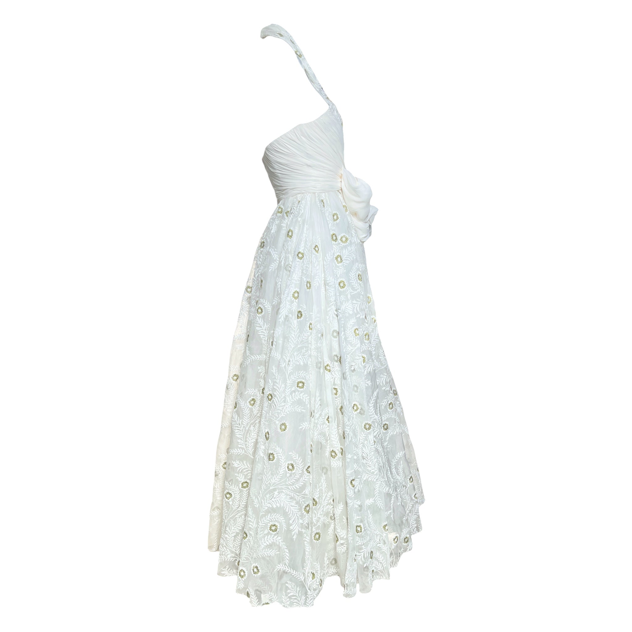 Giambattista Valli S/S 2024 White Floral Embroidered Halter Gown, side