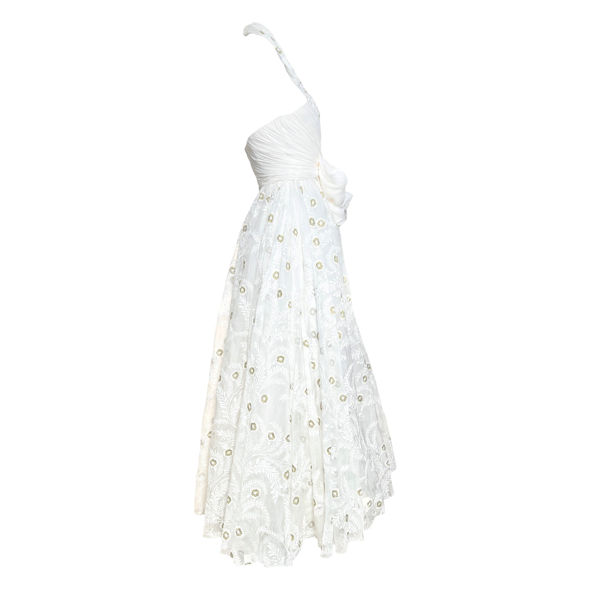 Giambattista Valli S/S 2024 White Floral Embroidered Halter Gown, RIGHT SIDE