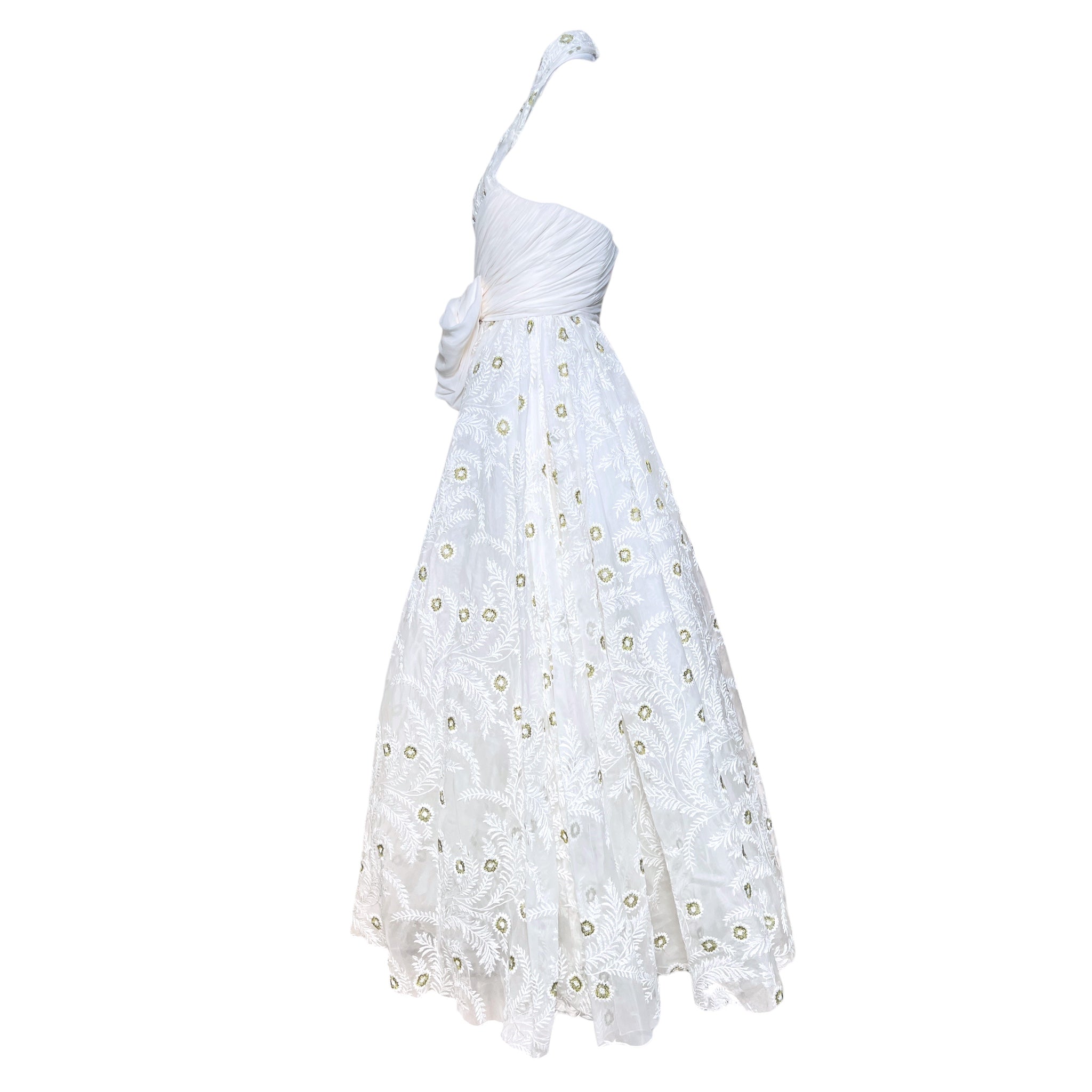 Giambattista Valli S/S 2024 White Floral Embroidered Halter Gown, side 2