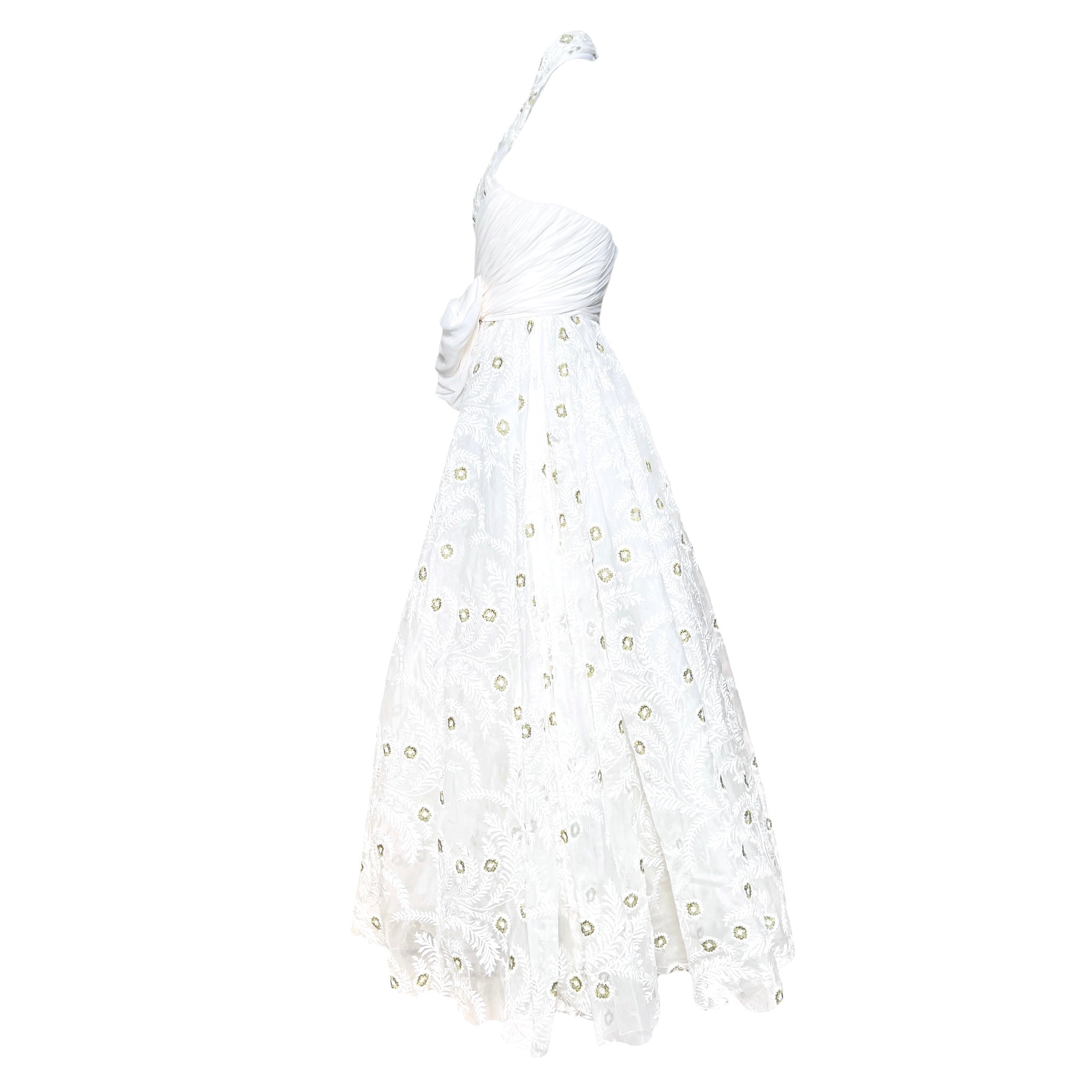 Giambattista Valli S/S 2024 White Floral Embroidered Halter Gown, LEFT SIDE