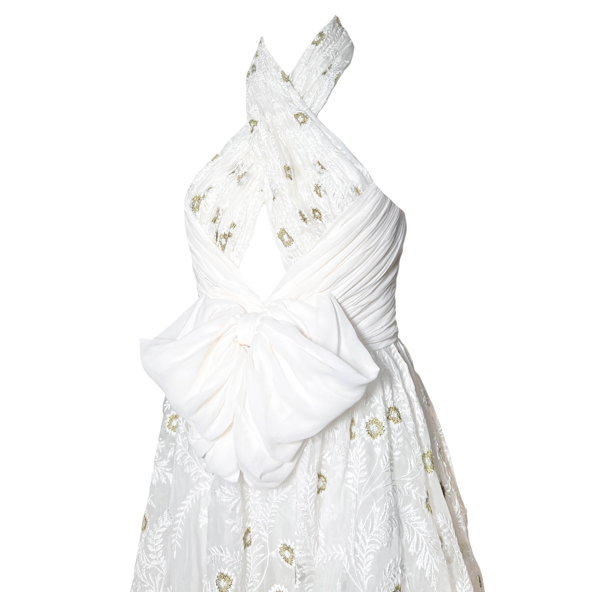 Giambattista Valli S/S 2024 White Floral Embroidered Halter Gown, BODICE