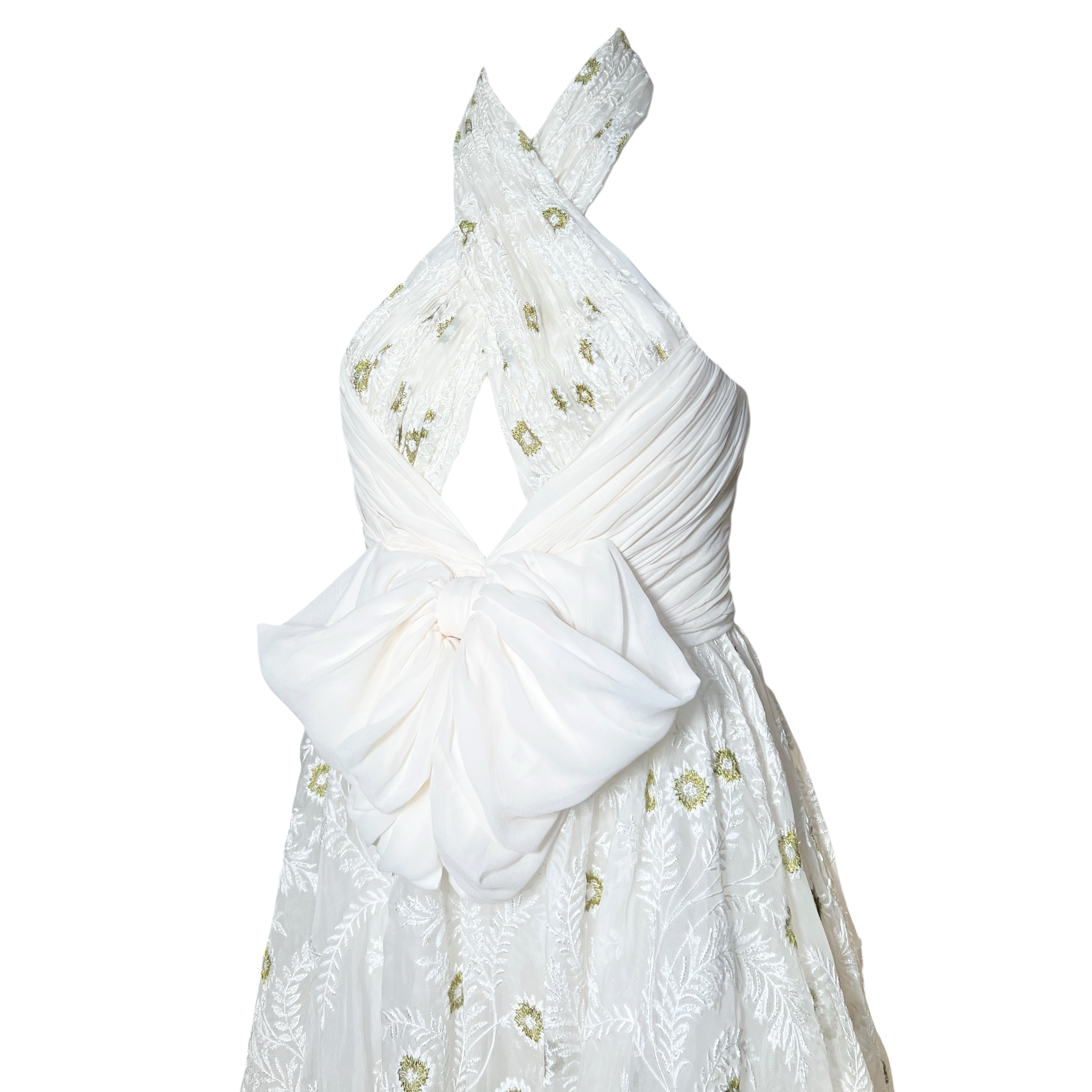 Giambattista Valli S/S 2024 White Floral Embroidered Halter Gown, top