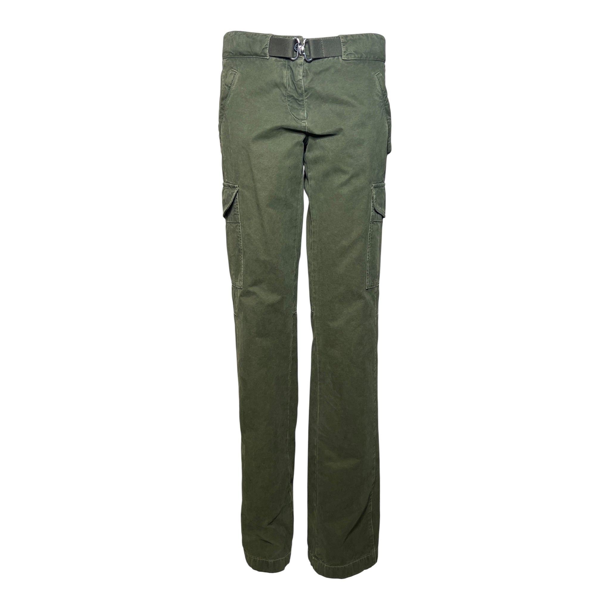 Prada 2000's Army Green Belted Cargo Pants