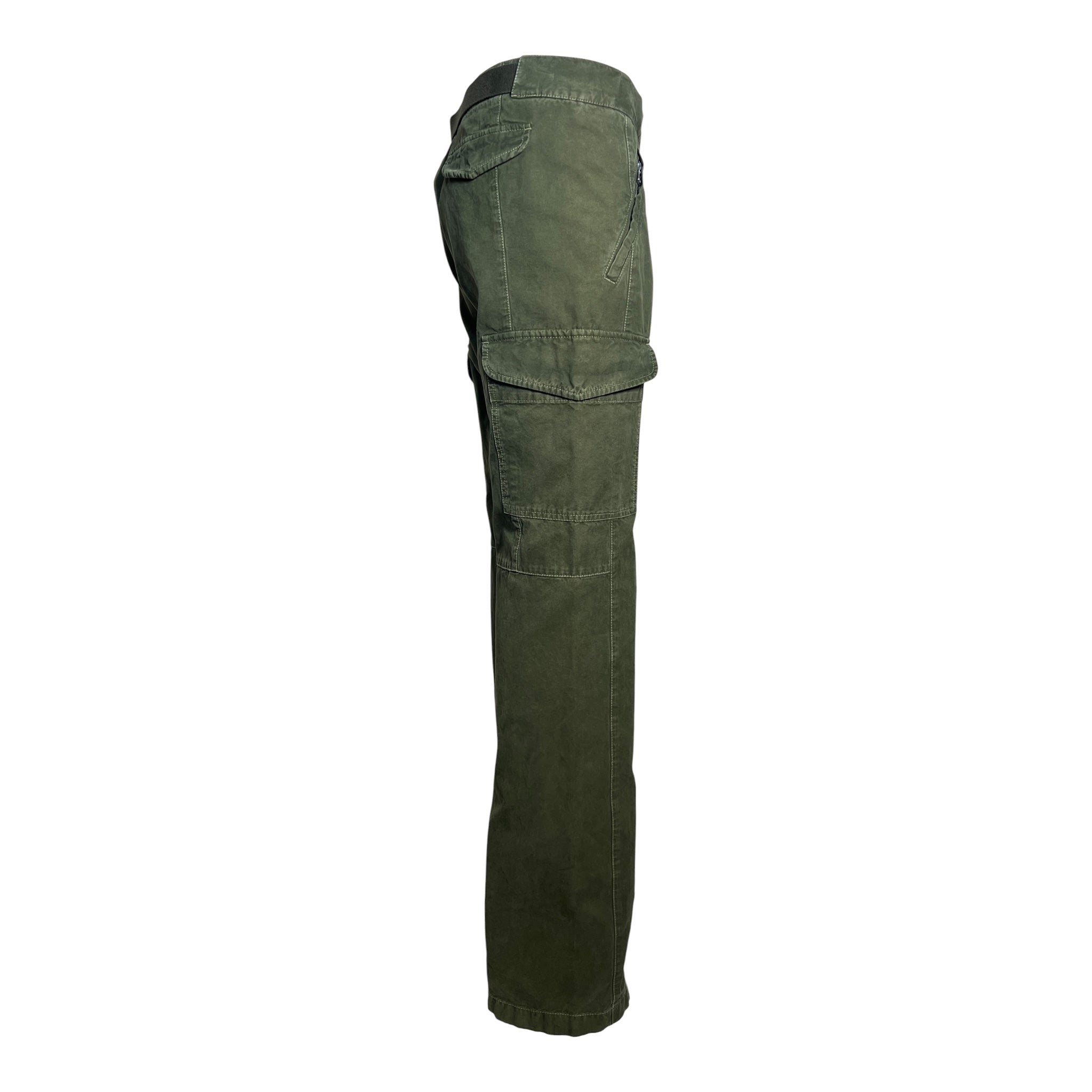 Prada 2000's Army Green Belted Cargo Pants, side