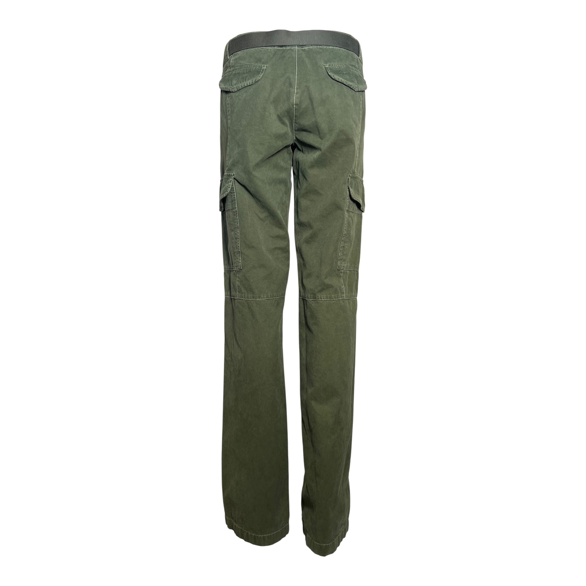 Prada 2000's Army Green Belted Cargo Pants, back