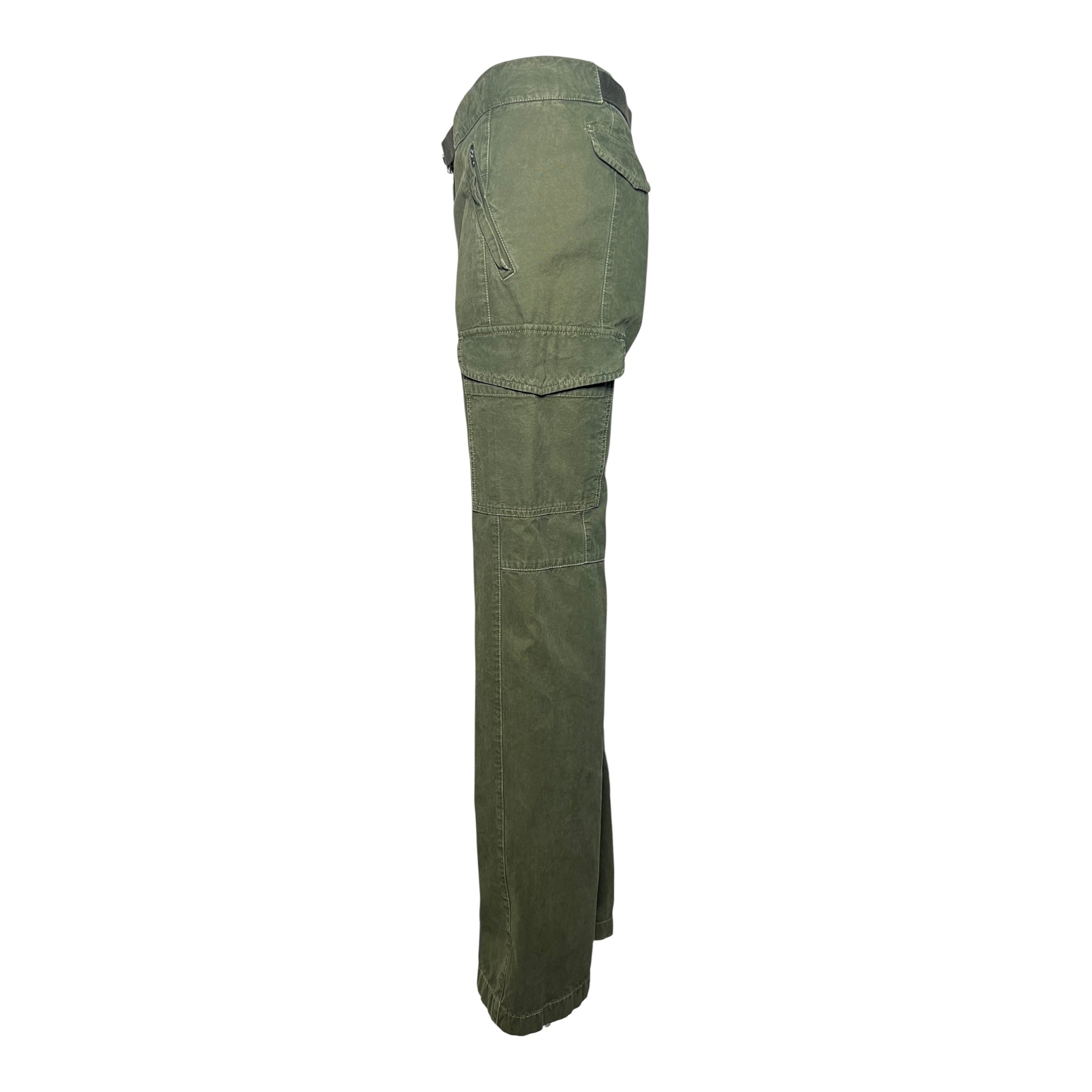 Prada 2000's Army Green Belted Cargo Pants, side 2