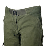 Prada 2000's Army Green Belted Cargo Pants, waist detail