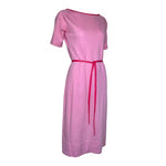 Bonnie Cashin for Sills 1960's Pink Knit Short Sleeve Belted Dress, slight side
