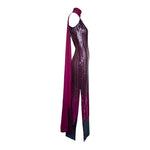 Ruben Panis Late 1970's Fuchsia and Wine Ombre Sequin Column Dress With Chiffon Scarf RIGHT SIDE