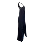 Gianfranco Ferre Mid 1990s Black Crepe Gown w/ Raffia Trim, side