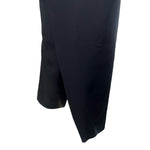 Gianfranco Ferre Mid 1990s Black Crepe Gown w/ Raffia Trim, slit