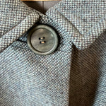 Balmain 1965 TWA Heather Blue Pebble Tweed Flight Attendant Coat, collar detail