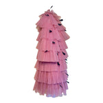 Huishan Zhang 2025 Tiered Pink Tulle Dress/Coat w/Feathers, side