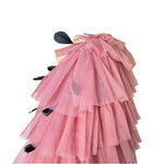 Huishan Zhang 2025 Tiered Pink Tulle Dress/Coat w/Feathers, neck