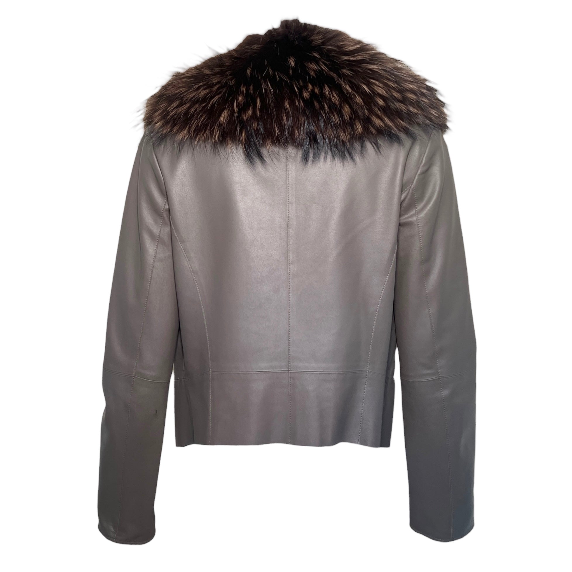 Rawtus Grey Goat Skin Jacket w/Detachable Fur Collar, back