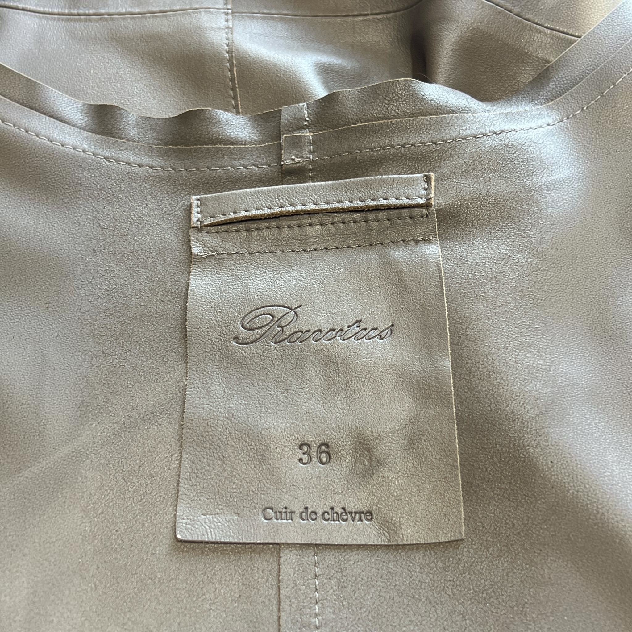 Rawtus Grey Goat Skin Jacket w/Detachable Fur Collar, label