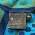 Loro Piana Green and Blue Geometric Print Cotton Long Sleeve Shirt Dress, fibre content
