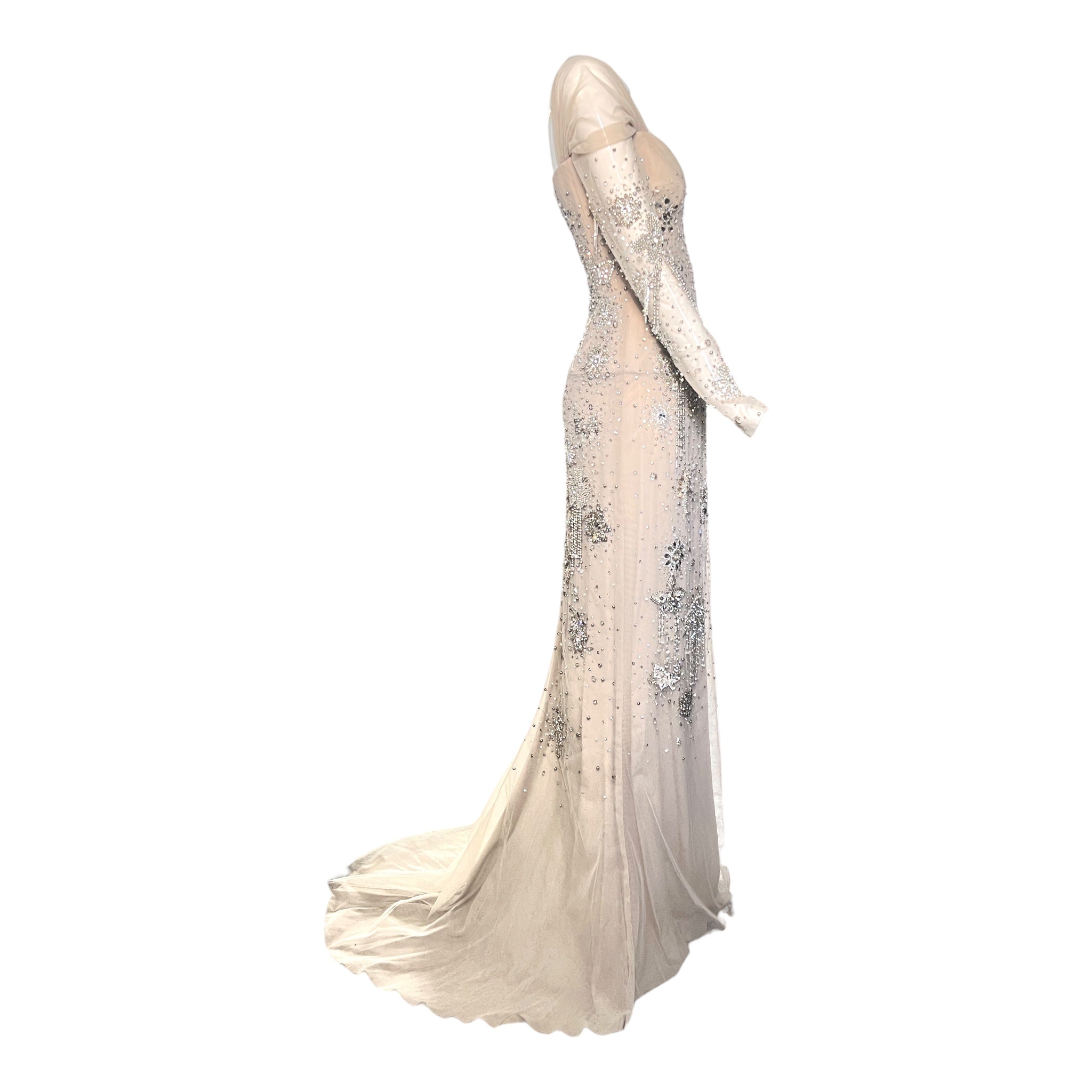 Georges Hobieka 2025 Greige Crystal Embellished Corseted Gown, side 2