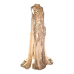 Tony Ward 2024 Gold Sequined Embellished Gown w/Sexy Side Cut-Out, slight side