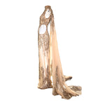 Tony Ward 2024 Gold Sequined Embellished Gown w/Sexy Side Cut-Out, side