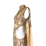 Tony Ward 2024 Gold Sequined Embellished Gown w/Sexy Side Cut-Out, Bodice slight side