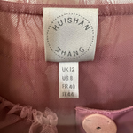 Huishan Zhang 2025 Tiered Pink Tulle Dress/Coat w/Feathers, label