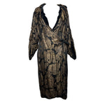 1920's Gold Lame and Black Velvet Rose Cocoon Coat FRONT TIED