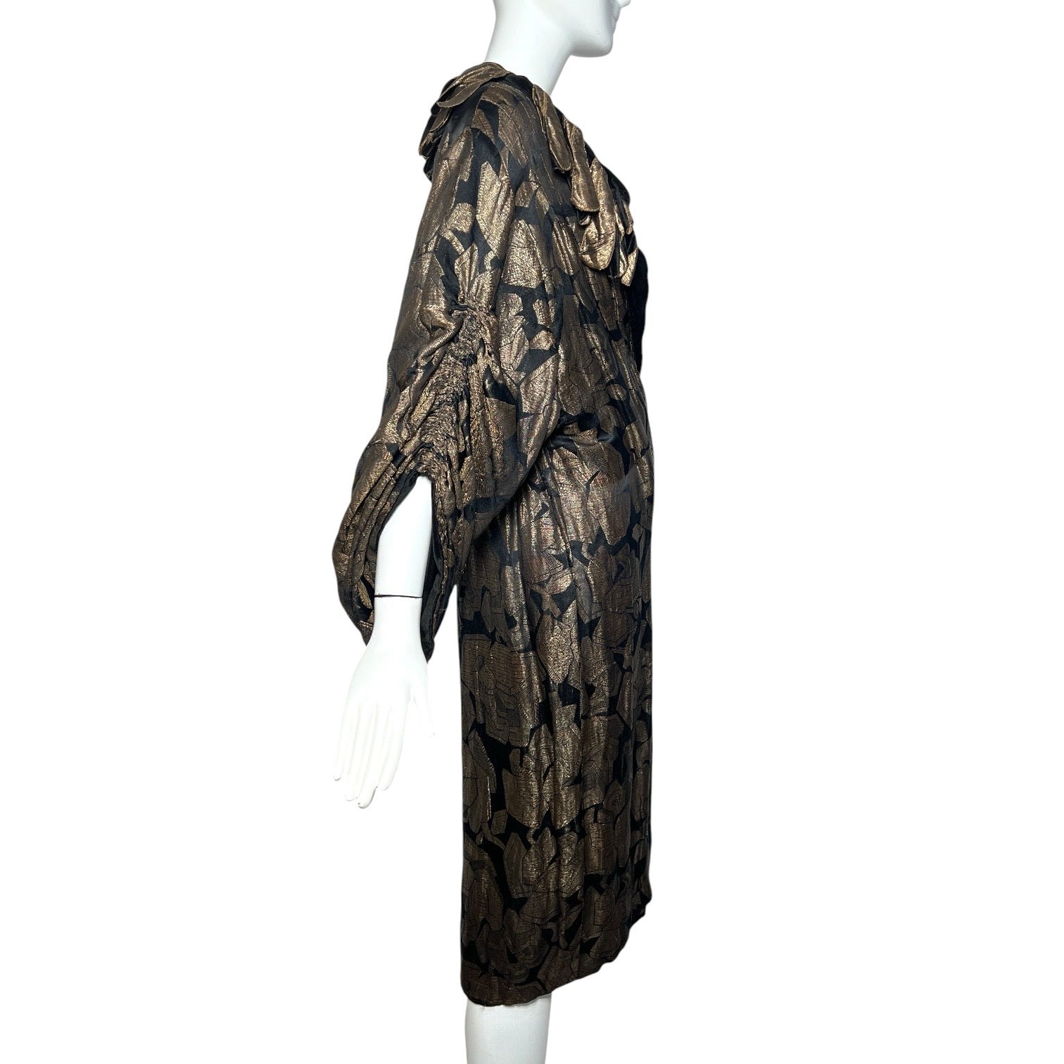 1920's Gold Lame and Black Velvet Rose Cocoon Coat RIGHT SIDE